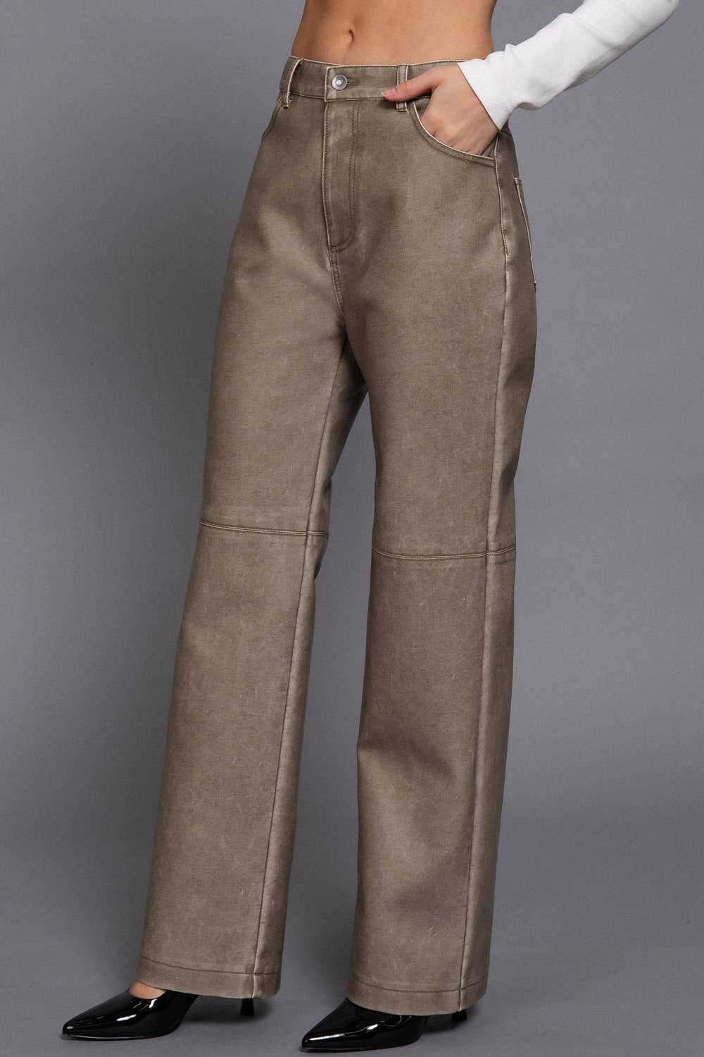 Whitney Washed Faux Leather Pants