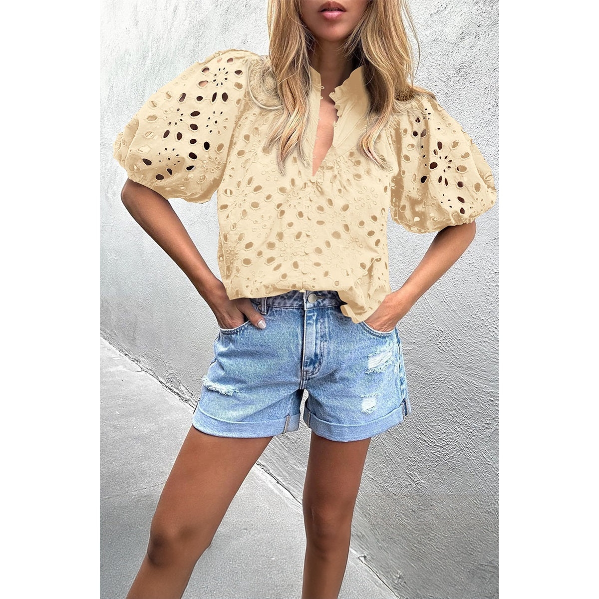 Bailey Button Eyelet Top