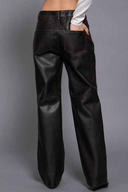 Whitney Washed Faux Leather Pants