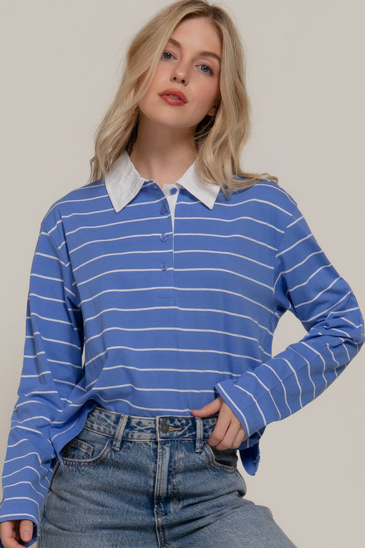 Sally Striped Cotton Polo Shirt