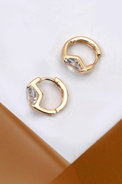 Gold Mini Huggie Rhinestone Hoop Earrings