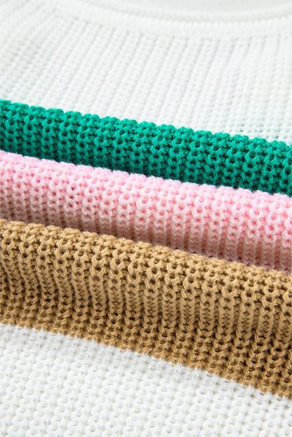 Chloe Color Block V Neck Sweater