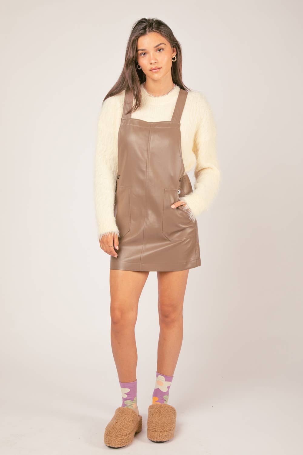 Fern Faux Leather Overall Mini Dress