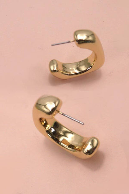 BUBBLE PUFFY SQUARE SHAPE TUBE HOOP EARRRINGS