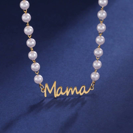 Gold Tarnish Free Pearl Mama Necklace