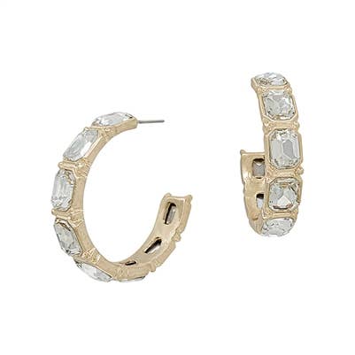 Clear Rectangle Shaped Crystal Hoops
