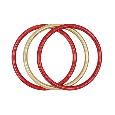 Red Metallic and Gold Set of Three Bangle Bracelets