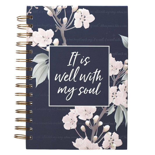 It Is Well Large Wirebound Journal: Navy