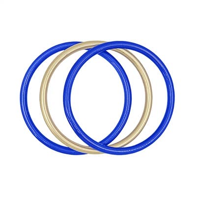 Blue Metallic and Gold Set of Three Bangle Bracelets