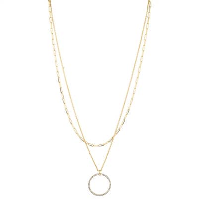 Double Layered Chain with Pave  Necklace
