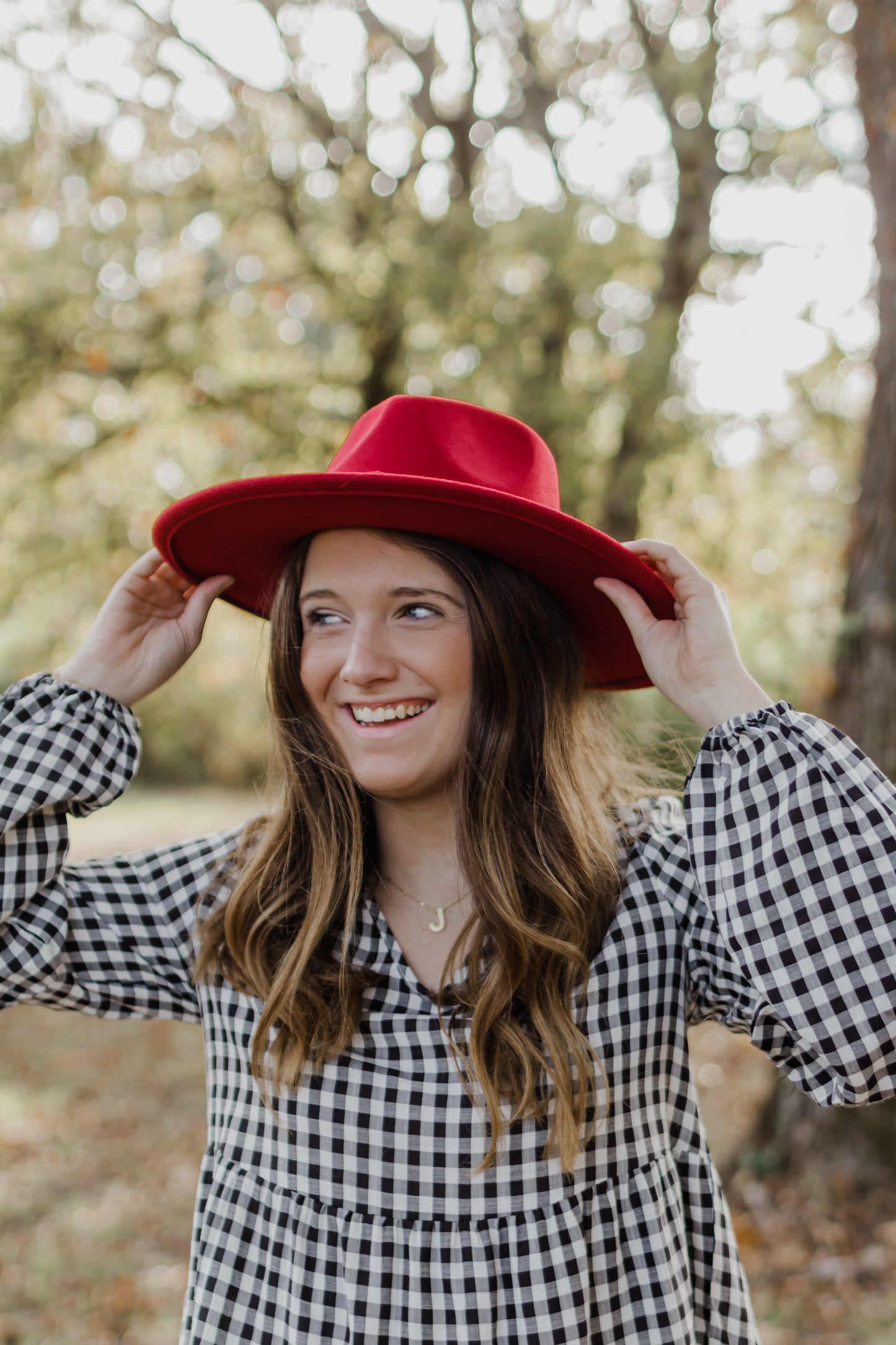 Fire Brick Red Wide Brim Felt Hat