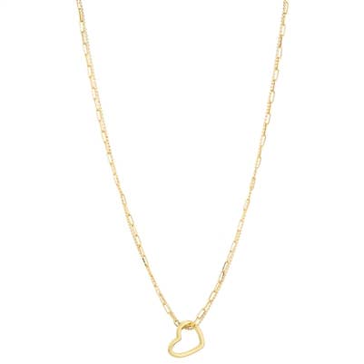 Gold Open Heart Charm Necklace