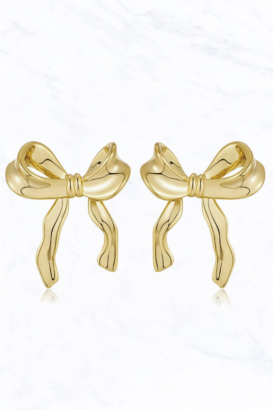 Gold Bow Post Earrings