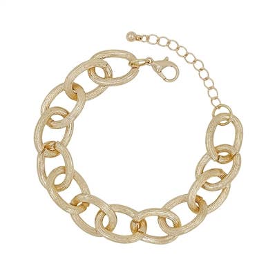 Gold Open Textured Chain Bracelet